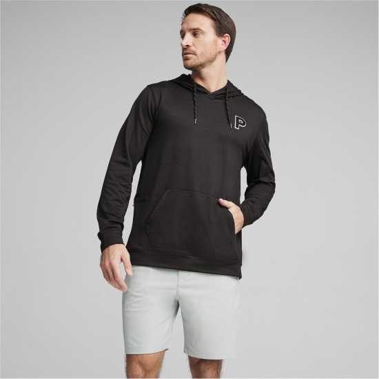 Puma Cloudspun Patch Hoodie Jumper Mens Pma.Черно Топло Голф облекло