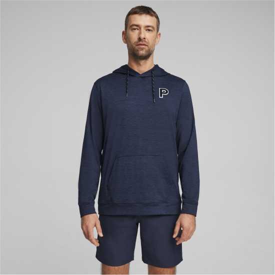 Puma Cloudspun Patch Hoodie Jumper Mens Дълбоко морско синьо Голф облекло