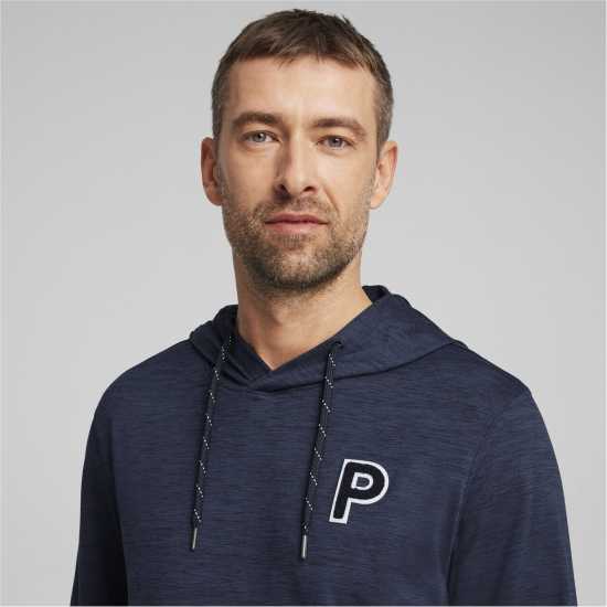 Puma Cloudspun Patch Hoodie Jumper Mens Дълбоко морско синьо Голф облекло