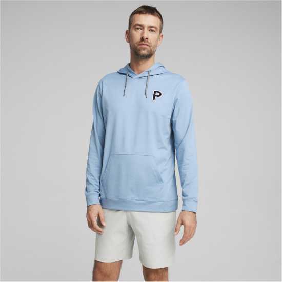 Puma Cloudspun Patch Hoodie Jumper Mens Зен Син Голф облекло