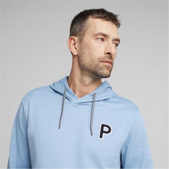 Puma Cloudspun Patch Hoodie Jumper Mens Зен Син Голф облекло