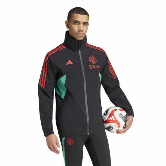 Adidas Manchester United Rain Jacket Adults Черно Футболни тренировъчни якета