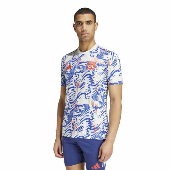 Adidas Olympique Lyonnais Pre Match Shirt 2024 2025 Adults  Мъжко облекло за едри хора