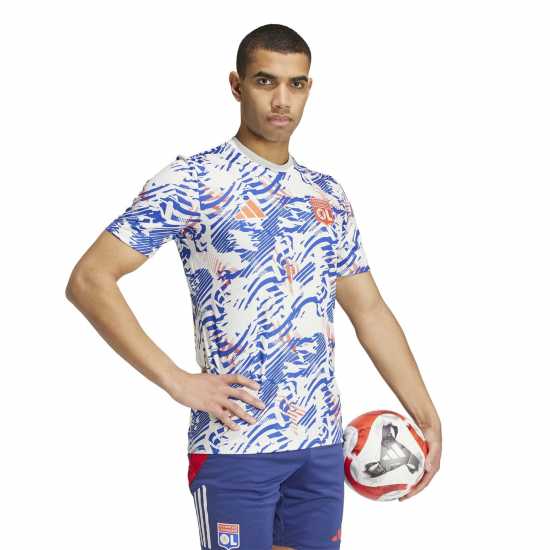 Adidas Olympique Lyonnais Pre Match Shirt 2024 2025 Adults  Мъжко облекло за едри хора