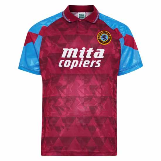 Домакинска Футболна Фланелка Score Draw Aston Villa Home Shirt 1990 1991 Adults  Мъжко облекло за едри хора