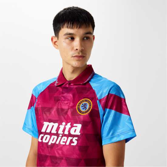 Домакинска Футболна Фланелка Score Draw Aston Villa Home Shirt 1990 1991 Adults  Мъжко облекло за едри хора