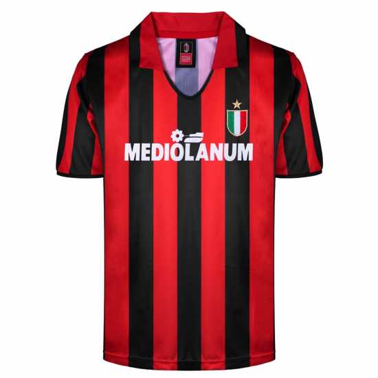 Домакинска Футболна Фланелка Score Draw Ac Milan Home Shirt 1998 1999 Adults  Мъжко облекло за едри хора