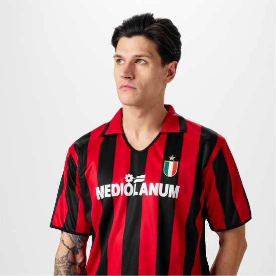 Домакинска Футболна Фланелка Score Draw Ac Milan Home Shirt 1998 1999 Adults  Мъжко облекло за едри хора