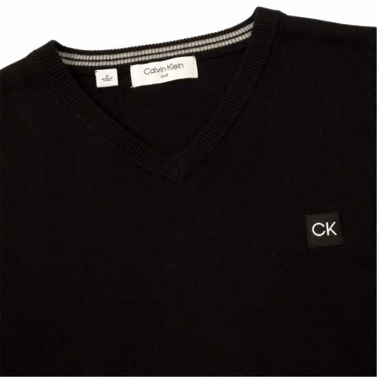 Calvin Klein Golf G Lw V Nk Swtr Sn99 Черно Мъжки пуловери и жилетки