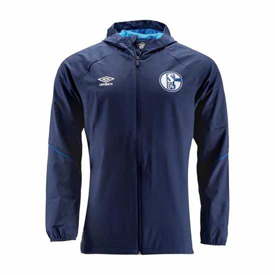 Umbro Schalke Shower Jacket 2018 2019 Adults Пикоат/Синьо Мъжки грейки