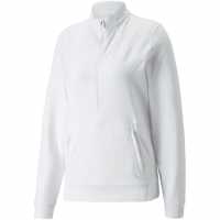 Puma Пуловер С Цип W Cloudspun Rockaway Quarter Zip Jumper Womens Bright White Дамски пуловери и жилетки