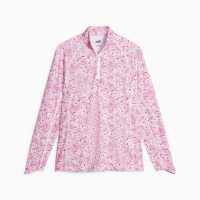 Puma Пуловер С Цип W Youv Plumeria Quarter Zip Jumper Womens Бяло/Розово Дамски пуловери и жилетки