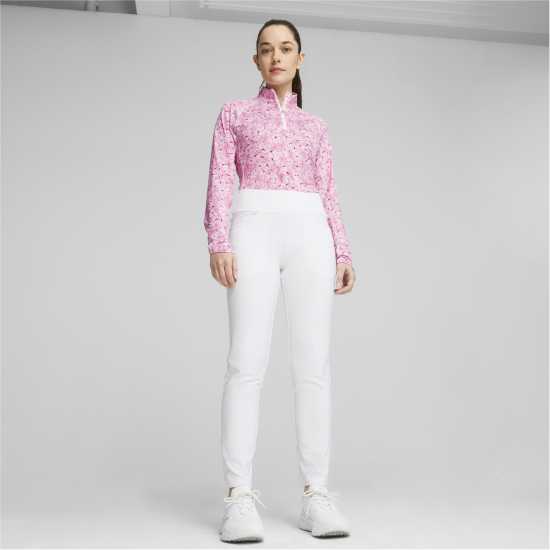 Puma Пуловер С Цип W Youv Plumeria Quarter Zip Jumper Womens Бяло/Розово Дамски пуловери и жилетки