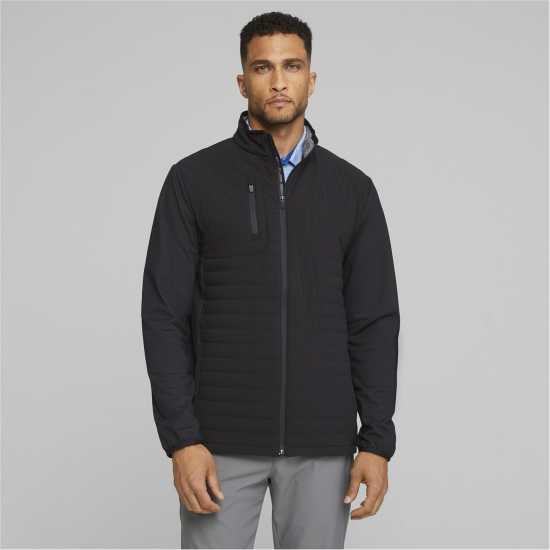 Puma Ватирано Яке Scotia Quilted Jacket Golf Mens Черно/Енергия Голф облекло