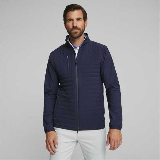 Puma Ватирано Яке Scotia Quilted Jacket Golf Mens Тъмносин/Дъб Голф облекло