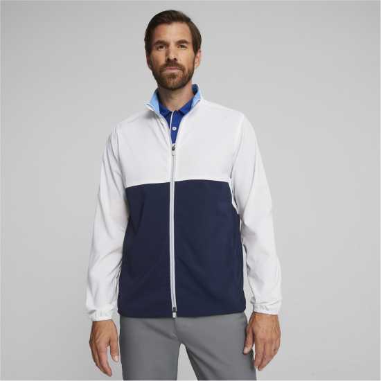 Puma Monterey Wind Jacket Golf Mens Бяло/Морско синьо Голф облекло