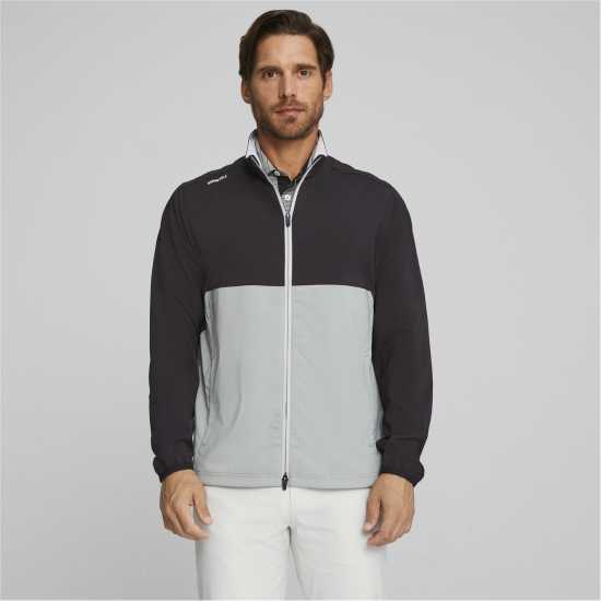 Puma Monterey Wind Jacket Golf Mens Черно/Сланцевосин Голф облекло