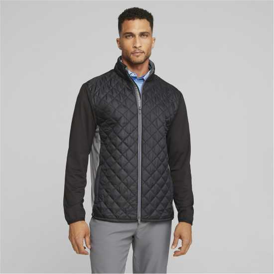 Puma Ватирано Яке Frost Quilted Jacket Golf Mens Черно Пума Голф облекло