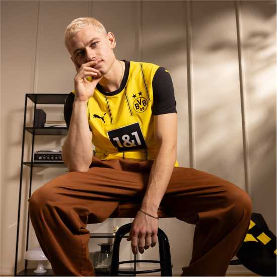 Puma Домакинска Футболна Фланелка Borussia Dortmund Authentic Home Shirt 2024 2025 Adults  Мъжко облекло за едри хора