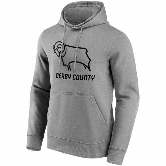 Derby County Fc Essential Logo Hoodie Mens Сиво Футболни отбори и стоки