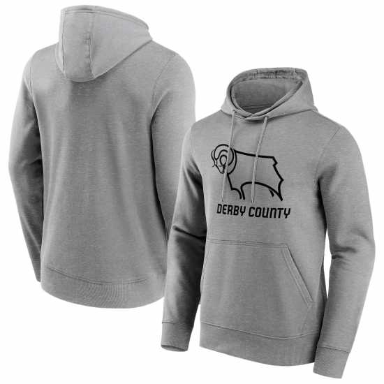 Derby County Fc Essential Logo Hoodie Mens Сиво Футболни отбори и стоки