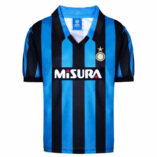 Score Draw Домакинска Футболна Фланелка Inter Milan Retro Home Shirt 90 Adults  Футболни тренировъчни горнища