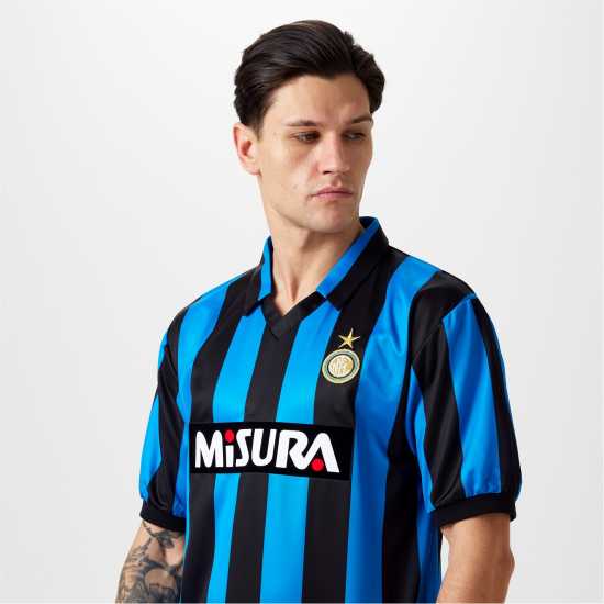 Score Draw Домакинска Футболна Фланелка Inter Milan Retro Home Shirt 90 Adults  Футболни тренировъчни горнища