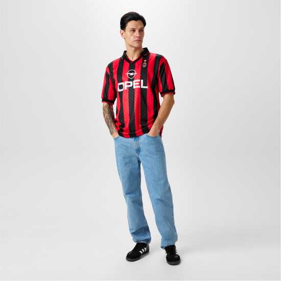 Score Draw Ac Milan 1996 Retro Home Football Shirt Adults  Футболни тренировъчни горнища