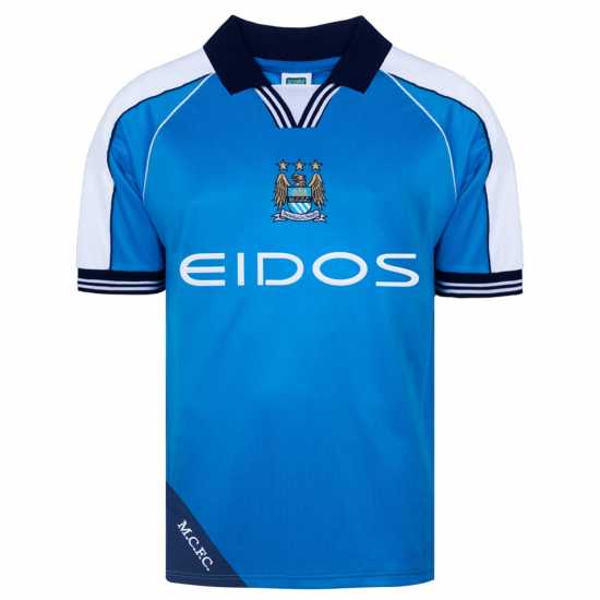 Домакинска Футболна Фланелка Score Draw Manchester City 2000 Home Shirt Adults  Футболни тренировъчни горнища