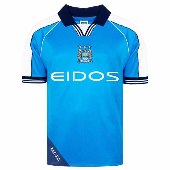 Домакинска Футболна Фланелка Score Draw Manchester City 2000 Home Shirt Adults  Футболни тренировъчни горнища