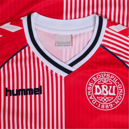 Hummel Домакинска Футболна Фланелка Denmark 1986 Retro Home Shirt Juniors  