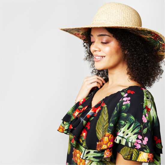 Biba Printed Straw Hat  Шапки с козирка