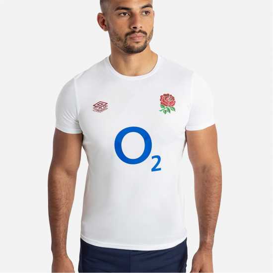 Umbro England Rugby Warm Up Shirt 2023 Adults Бяло/Синьо Мъжко облекло за едри хора