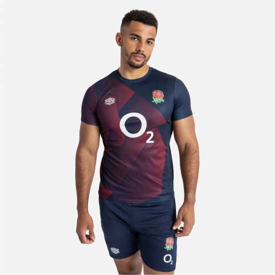 Umbro England Rugby Warm Up Shirt 2023 Adults Морска синьо/червено Мъжко облекло за едри хора