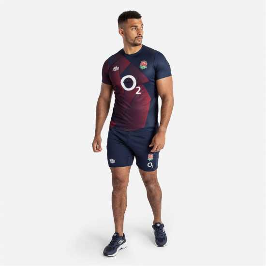 Umbro England Rugby Warm Up Shirt 2023 Adults Морска синьо/червено Мъжко облекло за едри хора