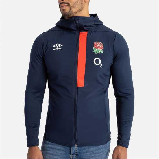 Umbro Яке С Качулка England Rugby Hooded Jacket 2023 2024 Adults Navy/Scarlet Мъжки грейки