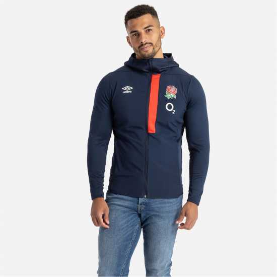 Umbro Яке С Качулка England Rugby Hooded Jacket 2023 2024 Adults Navy/Scarlet Мъжки грейки