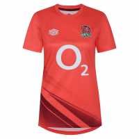 Umbro England Rugby Warm Up Shirt 2023 Womens Горещ Корал/Червено Дамски тениски и фланелки