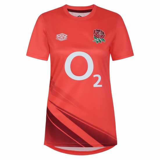 Umbro England Rugby Warm Up Shirt 2023 Womens Горещ Корал/Червено Дамски тениски и фланелки