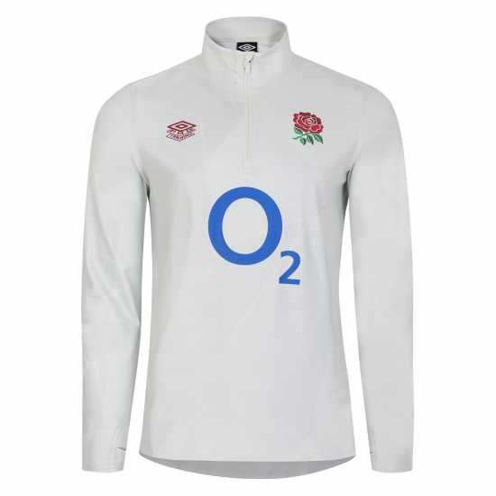 Umbro England Rugby Warm Up Mid Layer Top 2023 2024 Adults Блестящо бяло / синьо Winter Rugby