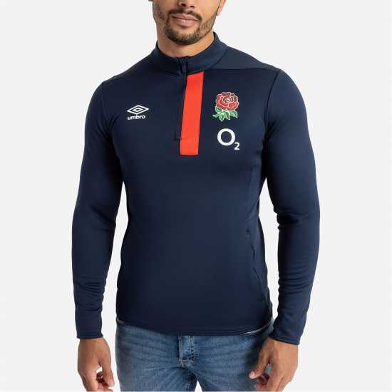 Umbro England Rugby Half Zip Fleece Top 2023 2024 Adults Nvy Blzr/Scrlt Мъжки къси панталони