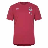 Umbro England Rugby Leisure T-Shirt 2023 2024 Juniors Earth Red 