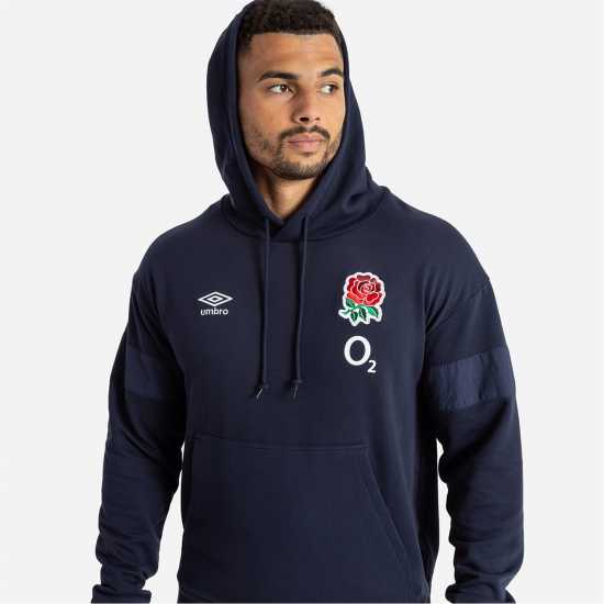 Umbro England Rugby Fleece Hoodie 2023 2024 Adults Navy Blazer Мъжки суитчъри и блузи с качулки