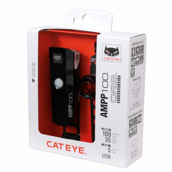 Cateye Комплект Велосипедни Светлини Ampp 100 / Orb Rechargable Bike Light Set