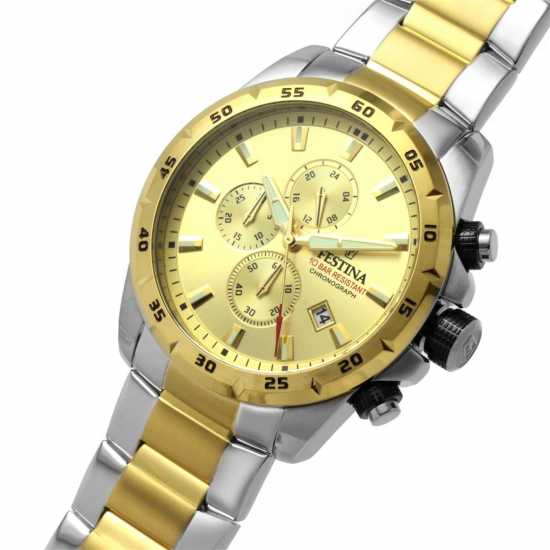 Festina Chronograph Two-Tone Gold Dial Watch  Часовници