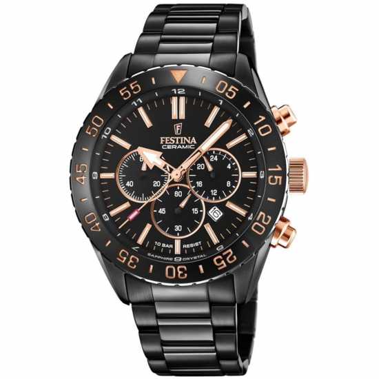 Festina Ръчен Часовник С Хронограф Black And Gold Chronograph Watch  Часовници