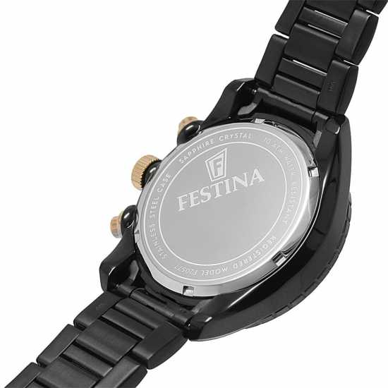 Festina Ръчен Часовник С Хронограф Black And Gold Chronograph Watch  Часовници