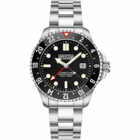 Depth Charge Charge Stainless Steel Black Dial Dive Watch  Бижутерия