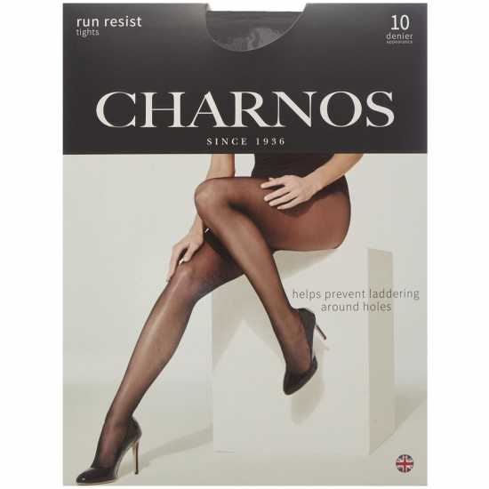 Charnos Run Resist 10 Denier Tights Почти черно 