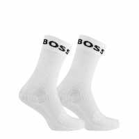 Hugo Boss Мъжки Чорапи Boss 2 Pack Sport Crew Socks Mens Бяло 100 Fathers Day